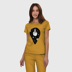 Пижама хлопковая женская Точка космоса, цвет: горчичный — фото 2