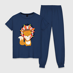Пижама хлопковая женская Fox indian, цвет: тёмно-синий