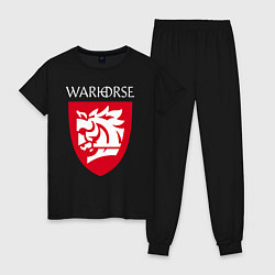 Пижама хлопковая женская Warhorse logo, цвет: черный