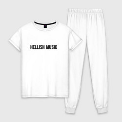 Пижама хлопковая женская Hellish music, цвет: белый