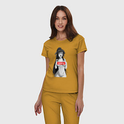 Пижама хлопковая женская Ахегао senpai nudity, цвет: горчичный — фото 2