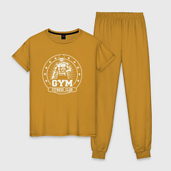 Пижама хлопковая женская Gym fitness club, цвет: горчичный