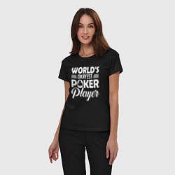 Пижама хлопковая женская Лучший в мире игрок в покер, цвет: черный — фото 2