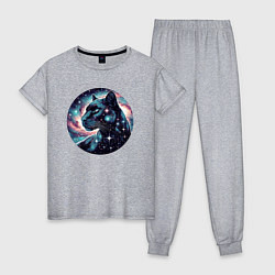 Пижама хлопковая женская Звёздная пантера - нейросеть, цвет: меланж