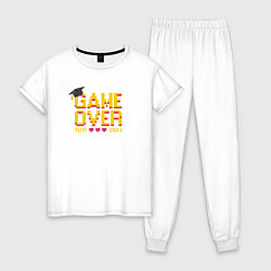 Пижама хлопковая женская 2024 game over, цвет: белый