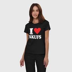 Пижама хлопковая женская I love - skufs, цвет: черный — фото 2