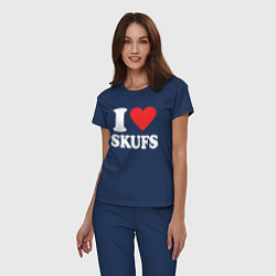 Пижама хлопковая женская I love - skufs, цвет: тёмно-синий — фото 2