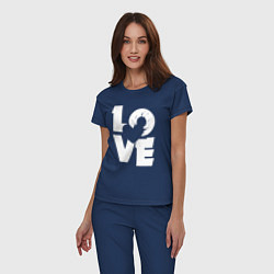 Пижама хлопковая женская Love heart, цвет: тёмно-синий — фото 2