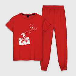 Пижама хлопковая женская Cassette music, цвет: красный