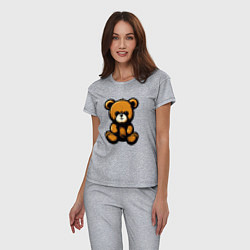 Пижама хлопковая женская Тедди медведь, цвет: меланж — фото 2