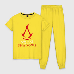 Пижама хлопковая женская Assassins creed shadows logo, цвет: желтый