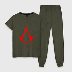 Пижама хлопковая женская Red logo of assassins, цвет: меланж-хаки