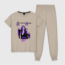 Пижама хлопковая женская Depeche Mode - Sofad devotional tour, цвет: миндальный