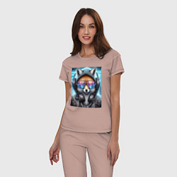 Пижама хлопковая женская Urban fox - ai art, цвет: пыльно-розовый — фото 2