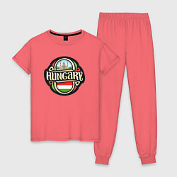Пижама хлопковая женская Hungary, цвет: коралловый