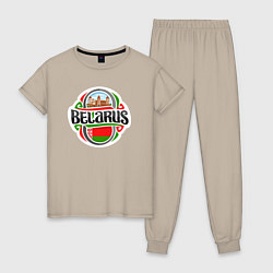 Пижама хлопковая женская Belarus, цвет: миндальный