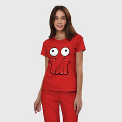 Пижама хлопковая женская John Zoidberg Face, цвет: красный — фото 2