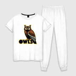 Пижама хлопковая женская Owls, цвет: белый