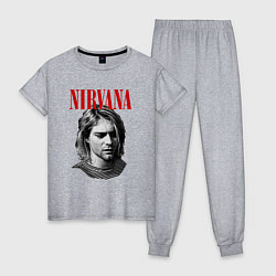 Пижама хлопковая женская Nirvana kurt donald cobain, цвет: меланж