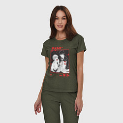 Пижама хлопковая женская Человек-бензопила Денджи Пауэр Аки Хаякава, цвет: меланж-хаки — фото 2