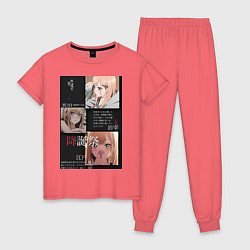 Пижама хлопковая женская Марин Китагава коллаж, цвет: коралловый