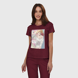 Пижама хлопковая женская Марин Китагава косплей, цвет: меланж-бордовый — фото 2