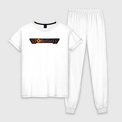 Пижама хлопковая женская Stormgate logo, цвет: белый