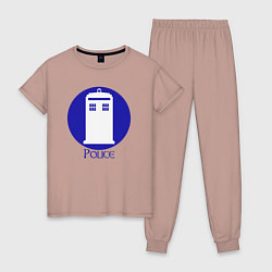 Пижама хлопковая женская Tardis police, цвет: пыльно-розовый