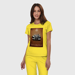 Пижама хлопковая женская Mercedes-benz автомобиль, цвет: желтый — фото 2