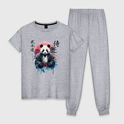 Пижама хлопковая женская Panda - bushido samurai code, цвет: меланж