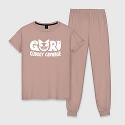 Пижама хлопковая женская Goro cuddly carnage logotype, цвет: пыльно-розовый