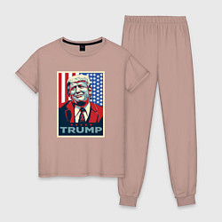 Пижама хлопковая женская Трамп Дональд, цвет: пыльно-розовый
