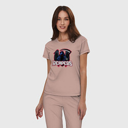 Пижама хлопковая женская Reapers, цвет: пыльно-розовый — фото 2