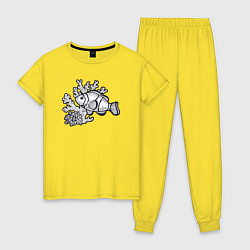 Пижама хлопковая женская Рыбка и кораллы, цвет: желтый