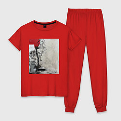 Пижама хлопковая женская Abstract Red, цвет: красный