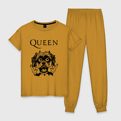 Пижама хлопковая женская Queen - rock dog, цвет: горчичный