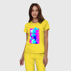 Пижама хлопковая женская Девочка зайчик-самурай с катаной - sexy, цвет: желтый — фото 2