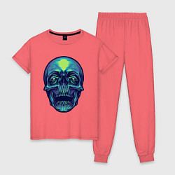 Пижама хлопковая женская Skull mood, цвет: коралловый