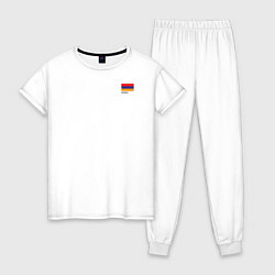 Пижама хлопковая женская Армения флаг и карта, цвет: белый