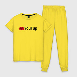 Пижама хлопковая женская Youtup youtube, цвет: желтый