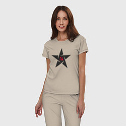 Пижама хлопковая женская Black star USSR, цвет: миндальный — фото 2