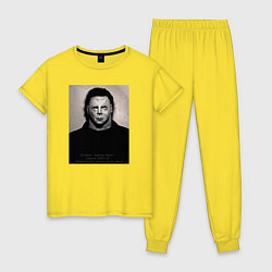 Пижама хлопковая женская Майкл Майерс магшот, цвет: желтый