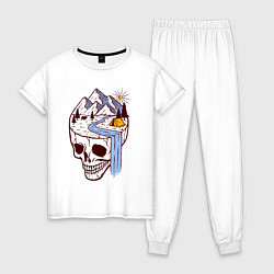 Пижама хлопковая женская Dead camper, цвет: белый