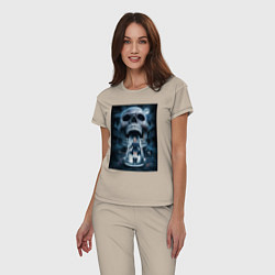 Пижама хлопковая женская Череп-горка, цвет: миндальный — фото 2