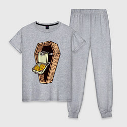 Пижама хлопковая женская Dead pizza, цвет: меланж