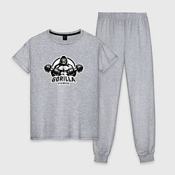 Пижама хлопковая женская Gorilla power gym, цвет: меланж