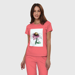 Пижама хлопковая женская Любит-не любит, цвет: коралловый — фото 2