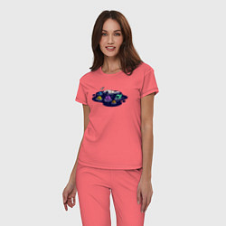 Пижама хлопковая женская Космическое плавание, цвет: коралловый — фото 2