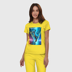 Пижама хлопковая женская Cool cyber dancer - neon glow, цвет: желтый — фото 2