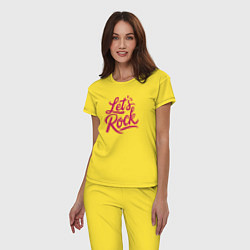 Пижама хлопковая женская Lets rock Зажигаем, цвет: желтый — фото 2